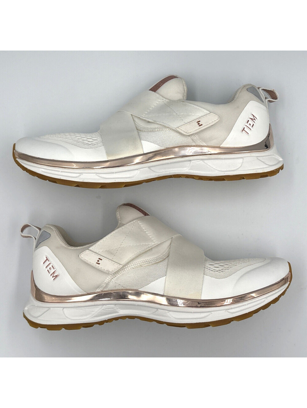 TIEM Slipstream White Rose Gold Cycling Shoes Women’s 8 SPD Walkable W/Cleats